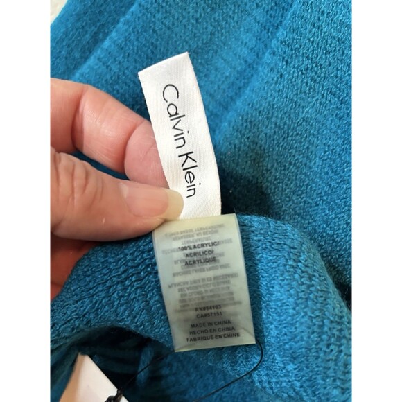 NWT Calvin Klein Teal Winter scarf Fringe Ends 72” - Picture 7 of 10